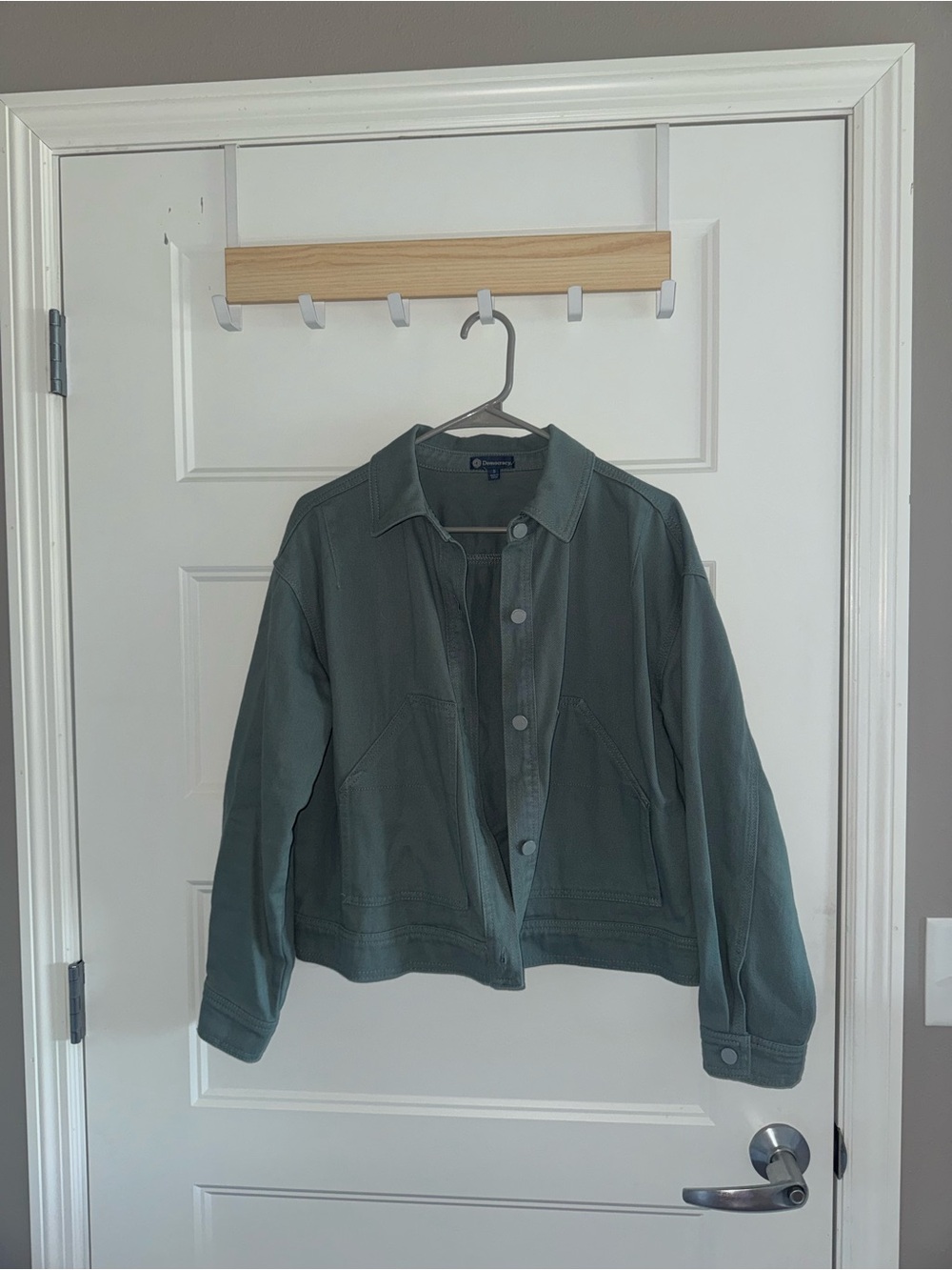 Democracy Olive Green Button-Front Jean Jacket